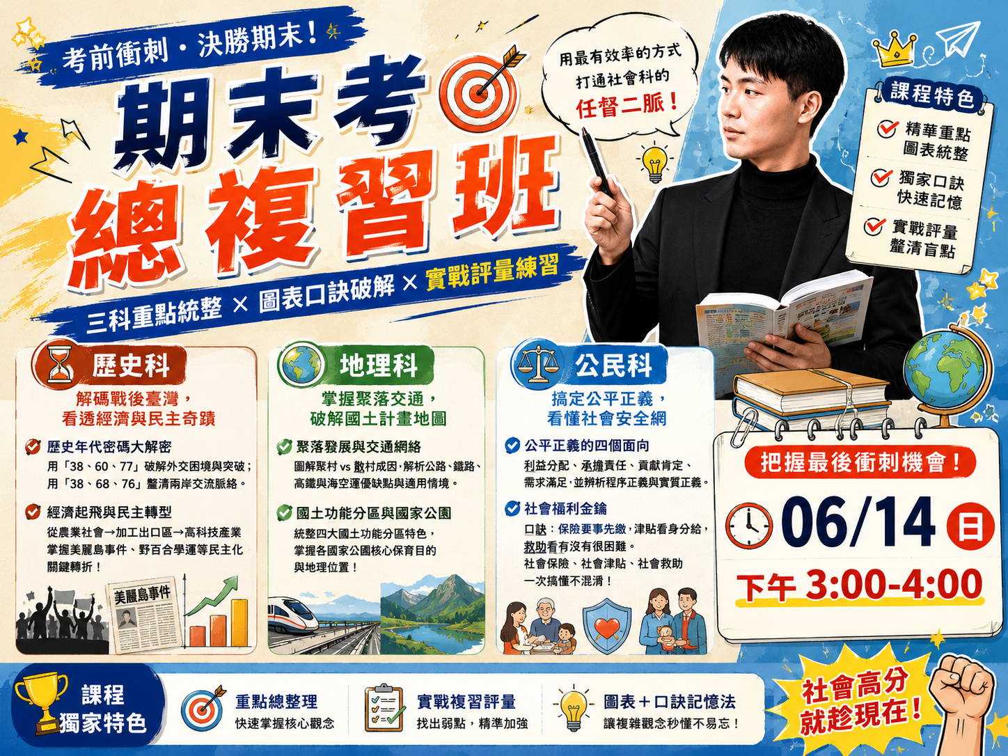 【國一下社會期末考總複習班】衝刺拿高分！歷史、地理、公民核心考點一次破解！